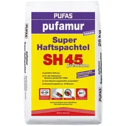PUFAS Pufamur Super-Haftspachtel SH 45 - 10 kg Gipsspachtelmasse - Beton, Gips, Mörtel & Zement - Hochwertige Haftspachtelmasse für perfekte Oberflächen, ideal für Innenanwendungen.