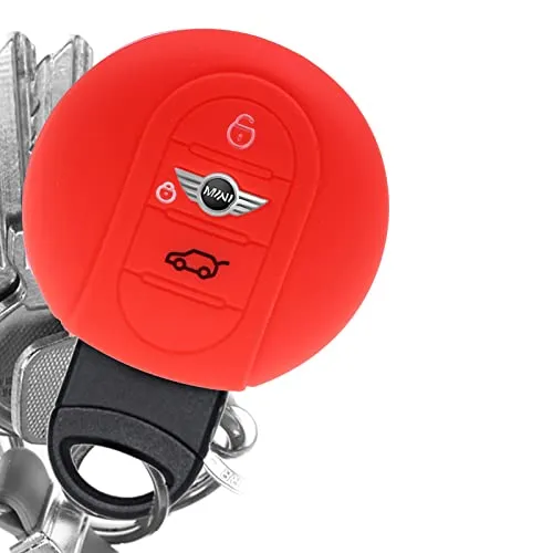 KEYLESS Schlüssel Hülle Rot Kompatibel mit Mini F56 F54 F55 F57 F60 Clubman Countryman