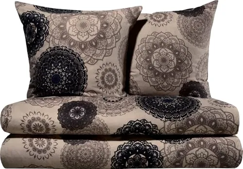 Erwin Müller Flanell Bettwäsche 4-TLG. Mandala, beige - kuschelig und temperaturregulierend - Entdecken Sie die Erwin Müller Flanell Bettwäsche im 4-teiligen Sparpaket. Die fantasievollen Mandalas verleihen Ihrem Schlafzimmer eine besondere Note. Ideal für die kühle Jahreszeit, sorgt die samtige Qualität für wohlige Wärme und ist durch den praktischen Reißverschluss leicht zu beziehen.
