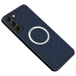 Für Samsung Galaxy S25 5G MagSafe Design Ultra Dünn Carbon Textur Hülle Blau
