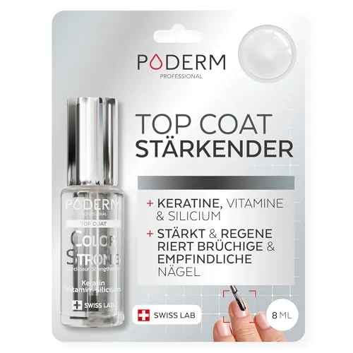 PODERM Nagelhärter Lack - Top Coat | Repariert und Stärkt durch Semipermanenten Nagellack Geschädigte und Geschwächte Nägel | Biotin und Keratin | Entwickelt von einem Podologen in der Schweiz