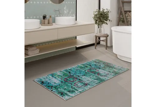 Wecon home Badematte Beach Front - Badematte mit rutschfester Antirutschbeschichtung, eignet sich für Fußbodenheizung und überzeugt im coolen Vintage-Look – perfekt für ein stilvolles Badezimmer.