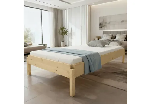 TUGA-Holztech Stapelbett Horst 70 cm x 140 cm - Massivholzbett aus unbehandeltem Fichtenholz, ideal für kleine Räume. Stapelbar für Übernachtungsgäste und schnell zusammengebaut. Perfekt für Kinderzimmer!