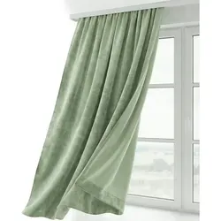 Beautex Verdunkelungsvorhang Samt in Grün - 300 cm x 245 cm - Gardinen mit Hakenaufhängung, aus hochwertigem Velvet-Material für optimale Abdunkelung und stilvolle Akzente in Ihrem Raum.