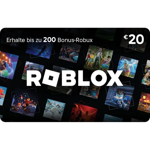 Roblox Digital 20€ Geschenkgutschein - Game Cards & Gaming Guthaben - Erweitere dein Roblox-Erlebnis mit 20€ für Robux und entdecke exklusive Inhalte für deinen Avatar und Spiele.