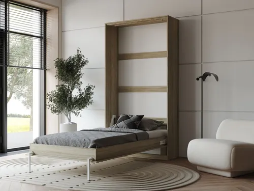 HeimLiving Schrankbett Classico 100/140/160x200 cm Vertikal Eiche Sonoma - Schrankbetten für jeden Raum, platzsparend und mit innovativen Gasdruckfedern für müheloses Öffnen. Ideal für Schlafzimmer, Gästezimmer oder Büros.
