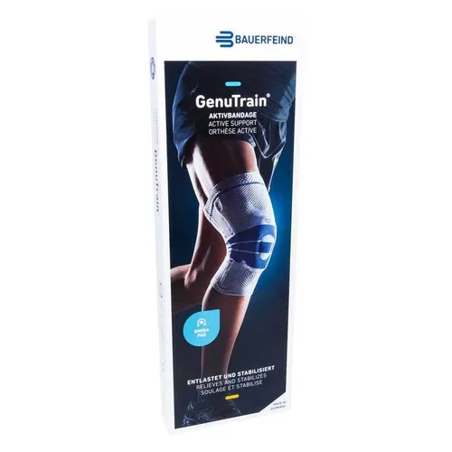 Bauerfeind GenuTrain Kniebandage Gr. 3 - Titan - Bandagen & Orthesen: Flexibles Knieband für optimale Stabilität und Unterstützung, ideal bei Schmerzen oder Verletzungen.