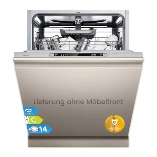 Midea SV 5.14K14C Geschirrspüler Vollintegriert 60cm - Vollintegrierter Geschirrspüler mit 14 Maßgedecken, automatischer Türöffnung und Home Connect für flexibles Spülen und maximale Bequemlichkeit.