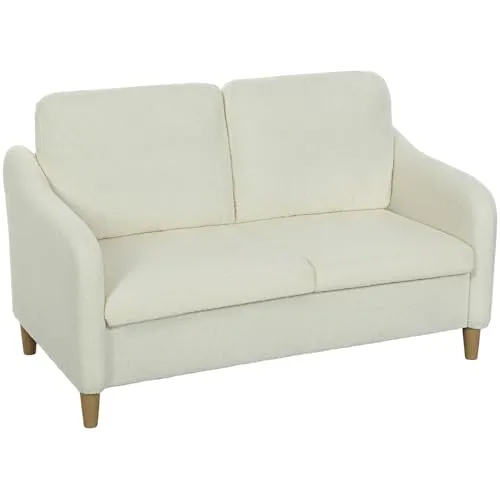 HOMCOM 2-Sitzer Sofa mit Sherpa-Fleece-Optik - Bequemes 2-Sitzer Sofa mit 12 cm dicken Kissen, ideal für kleine Räume. Der elegante Sherpa-Fleece-Stoff sorgt für ein stilvolles Ambiente und hohen Sitzkomfort. Einfacher Aufbau in nur 30 Minuten.