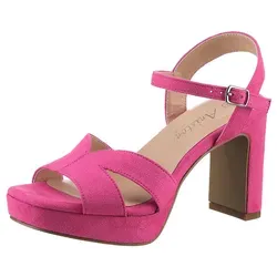 High-Heel-Sandalette ANISTON SHOES, Damen, Gr. 38, pink - Elegante Riemchensandale aus Veloursleder-Optik, perfekt für den Sommer und abendliche Anlässe, mit 9,5 cm Absatzhöhe und 2,5 cm Plateau.