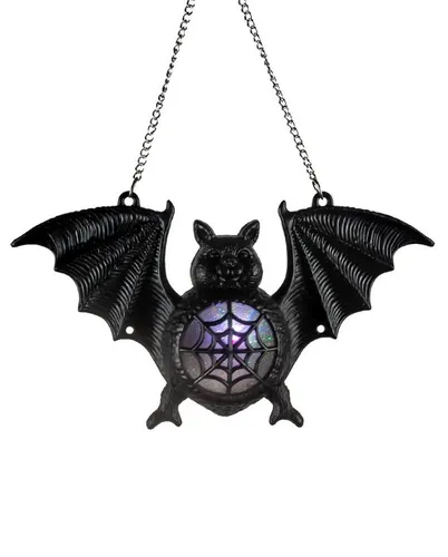 Horror-Shop Dekoobjekt Fledermaus mit Farbwechesel Licht 17cm