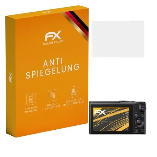atFoliX Panzerfolie kompatibel mit Panasonic Lumix DMC-LX10 / LX15 Schutzfolie, entspiegelnde und stoßdämpfende FX Folie (3X)