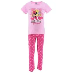 Disney Minnie Mouse Schlafanzug Mädchen Schlafanzug Pyjama kurzarm Shirt + Schlaf-Hose (2 tlg) Mini Maus rosa 128