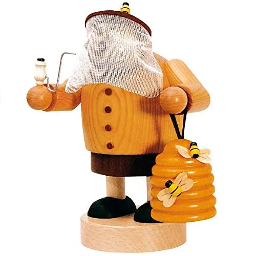 KWO Räuchermann Erzgebirge Imker 19cm - Handgefertigte Volkskunst aus dem Erzgebirge, ideal als einzigartiges Geschenk oder stilvolle Dekoration