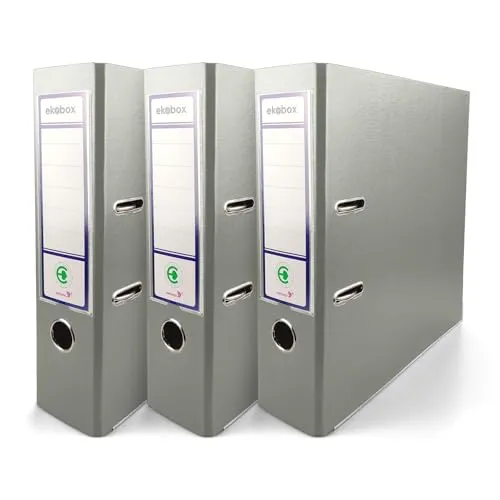 Netuno 3x Akten-Ordner Grau DIN A4 Ekobox 2-Ring-Mechanik Ringorder