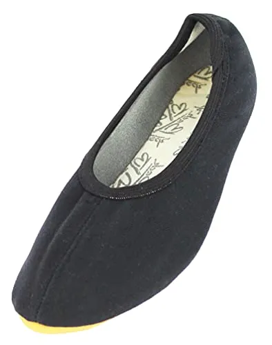 Beck Schläppchen aus Baumwolle mit Gummisohle - Rutschfester Gymnastikschuh (Handmade) in Schwarz, Größe 24 - Sportliche und bequeme Schläppchen aus 100% Baumwolle, ideal für Turnen und Tanz. Handmade in Erlenbach, rutschfeste Gummisohle für perfekten Halt und Flexibilität.