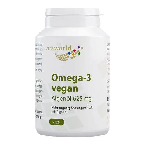 Omega-3 vegan Algenöl 625 mg Kapseln - Algenöl für vegane Ernährung, unterstützt Gehirnfunktion und Herzgesundheit mit wertvollen Omega-3-Fettsäuren.