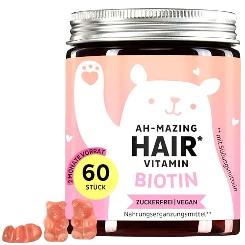 Biotin Hochdosiert Gummibärchen – 5000µg Biotin für gesunde Haare - Biotinpräparate mit 5000µg Biotin, Zink und Vitaminen. Ideal für starke, gesunde Haare und Nägel – vegan und zuckerfrei für bewusste Genießer.