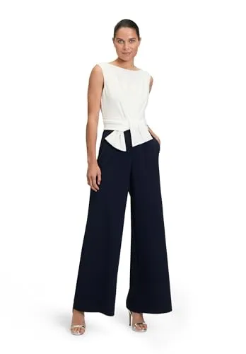 Vera Mont Falten Jumpsuit blau 38 - Ärmellos mit Seitentaschen und eleganter Maxi-Länge