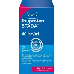 Ibuprofen Stada 40mg/ml Suspension - Schmerz- und Fiebersenkend - Arzneimittel zur symptomatischen Behandlung von leichten bis mäßig starken Schmerzen und Fieber. Ideal für Kinder ab 8 kg, Jugendliche und Erwachsene. Schnelle Linderung von Kopfschmerzen, Zahnschmerzen und Regelschmerzen.