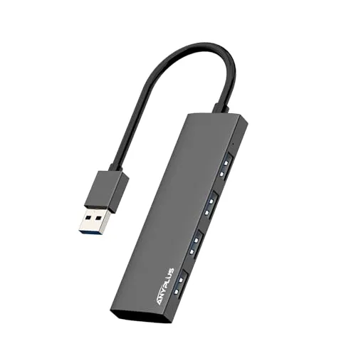 ANYPLUS USB Hub 3.0, Verteiler Aluminiumlegierung Ultra Slim Splitter, Tragbarer 4 Port Mehrfachstecker für Laptop, PC, iMac, Mac Pro, Surface Pro, Flash Drive, XPS【Schwarz】