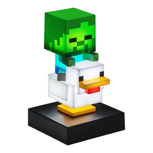 Paladone Minecraft Chicken Jockey Icon Light – 12cm Light‑Up Mini Figure – Fun Bedroom or Desk Lamp for Gamers
