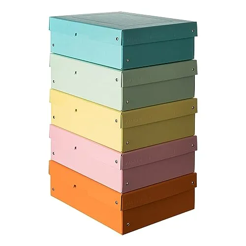 Original Falken PureBox Pastell. Made in Germany. 100 mm hoch DIN A4 1 Stück Zufallsfarbe. Aufbewahrungsbox mit Deckel aus stabilem Karton Vegan Geschenkbox Transportbox