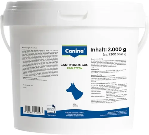 Canina Canhydrox GAG für Hunde 1200 Tabletten - Tiergesundheit: Hochwertige Gelenk- und Bindegewebsversorgung für große Rassen, unterstützt die Elastizität der Knochen und stärkt Sehnen und Bänder.