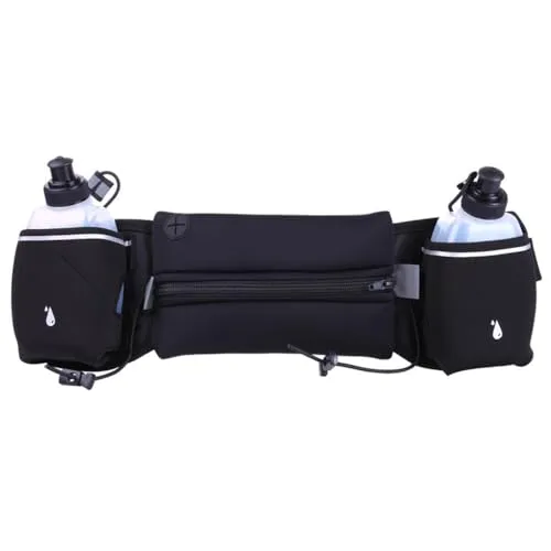 Laufgürtel mit Trinkflasche, Wasserdicht Bauchtasche, Lauf-Gürteltasche mit 2 Flaschen und Kopfhörerloch-Design fur Outdoor Sport, Jogging, Wandern, Fitness