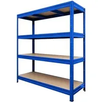 Mammut Weitspannregal Blau - Werkstatteinrichtungen - Metallregal mit 1200 kg Traglast, einfache Montage und 4 robuste Spanplattenböden, ideal für Werkstätten und Lager.