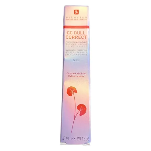 Erborian CC Dull Correct SPF 25 45 ml - CC Cream mit violetten Pigmenten, die gelbliche Töne neutralisieren und für einen strahlenden Teint sorgen. Enthält Centella Asiatica für Feuchtigkeit und Anti-Aging-Effekte.