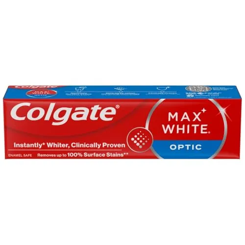 COLGATE - Max White Optic – Zahnpasta – entfernt Plaque und Oberflächenflecken, 75 ml