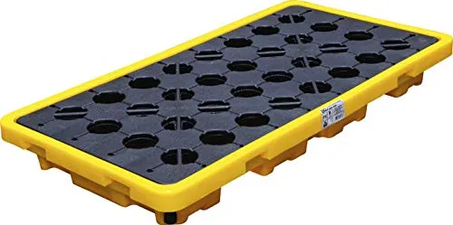 BGS 70047 Öl-Auffangwanne mit Gitterrost - Sekundärschutzausrüstung mit 80 l Auffangvolumen, ideal für die sichere Lagerung von 2 x 200 l Fässern, nahtlos und flüssigkeitsdicht, perfekt für Werkstätten und Industriebetriebe.