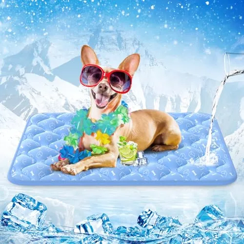 Rywell Kühlmatte für Hunde, Plus Version, Selbstkühlend mit Arc-Chill-Gewebe, Verdickt, Farbwechselnd, rutschfest & Wasserabsorbierend, Waschbar, M, 75x50 cm