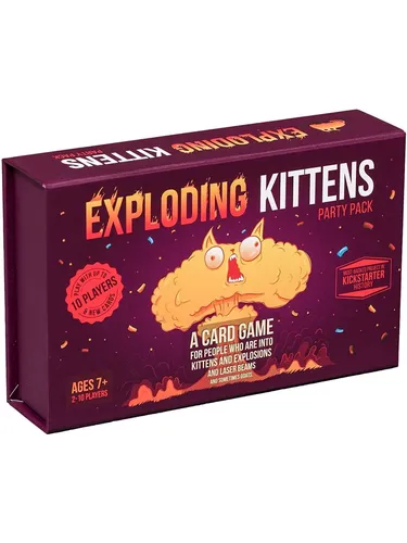 Exploding Kittens Party Pack - Hochspannung für 2-10 Spieler - Gesellschaftsspiel für die ganze Familie, voller Humor und Strategie. Mit 120 einzigartigen Karten für spannende Spielabende und schnelle Lerneinheiten.