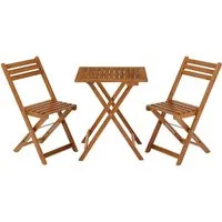 Juskys Balkonset Bala, 3-tlg. klappbar für 2 Personen - Balkonmöbel-Set aus hochwertigem Akazienholz, platzsparend und ideal für kleine Balkone oder Terrassen.