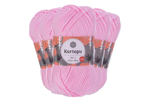 maDDma 5 x 100g Strickwolle Kartopu NO:1 Polyacryl-Wolle Anti Pilling Effekt Häkelwolle, 800 m (Sparpaket), K782 rosa