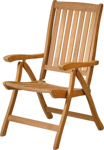 Kai Wiechmann Hochlehner Teak Gartenstuhl - Premium Klappsessel aus wetterfestem Plantagenteakholz mit 4-fach verstellbarer Rückenlehne für höchsten Sitzkomfort, ideal für Garten, Terrasse und Balkon.