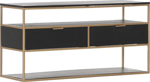 Lowboard GUTMANN FACTORY "Porto" schwarz-gold, 120cm - TV-Halterungen mit stilvollem Design: Das elegante Lowboard in schwarz-gold bietet mit 2 geschlossenen und 2 offenen Fächern ausreichend Stauraum und ist pflegeleicht.