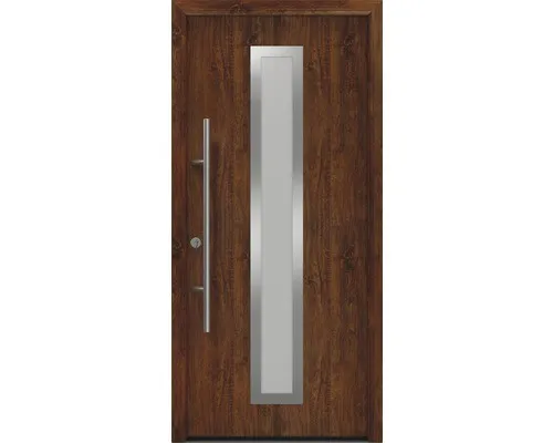 Haustür EcoStar ISOPRO Secur IPS 700S - Hochwertige Haustür in dunkler Eiche, 1100 x 2100 mm, mit sicherem Schließmechanismus und energieeffizientem Polyurethankern - ideal für Ihr Zuhause.
