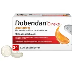 DOBENDAN Flurbiprofen 8,75mg - Zuckerfrei - Arzneimittel zur symptomatischen Behandlung schmerzhafter Entzündungen der Rachenschleimhaut, zuckerfrei und mit erfrischendem Levomenthol.