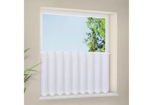 Scheibengardine "Delia" - Unifarbener Panneau 45 cm - Transparente Gardinen, zeitloses Design, individuell anpassbar mit drei Höhen und einfache Montage an handelsüblichen Scheibenstangen.