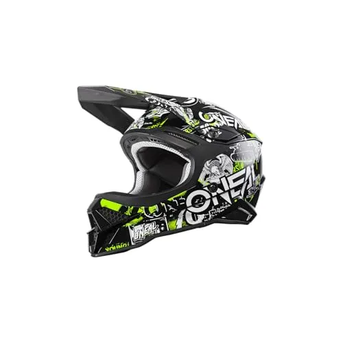 O'NEAL Motocross-Helm 3SRS Attack 2.0 – Schwarz Gelb, Größe S - Robuster Motocross-Helm mit hochwertiger ABS-Schale und verstellbarem Helmschild. Optimal belüftet für angenehmen Tragekomfort. Inklusive praktischem Helmbeutel.