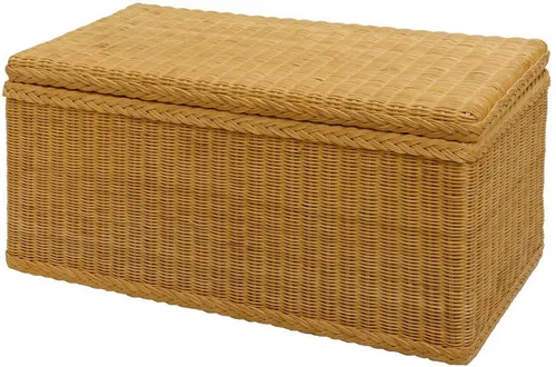 Krines Home Wäschetruhe aus Rattan - Truhen aus natürlichem Rattan mit herausnehmbarem Stoffinlett, ideal für stilvolle Aufbewahrung und Ordnung im Bad oder Schlafzimmer. Maße: 80x40x40cm.
