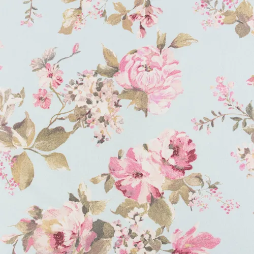 Dekostoff Classic Painted Rose Allover Rosen hellblau rosa 1,40m Br