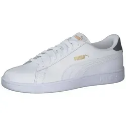 PUMA Unisex Puma Smash v2 L Low-Top - Klassischer Sneaker in Weiß und Gold, 45 EU - Herren-Sneaker mit weichem Leder-Obermaterial und weiterentwickelter Laufsohle für optimalen Komfort und zeitloses Design.