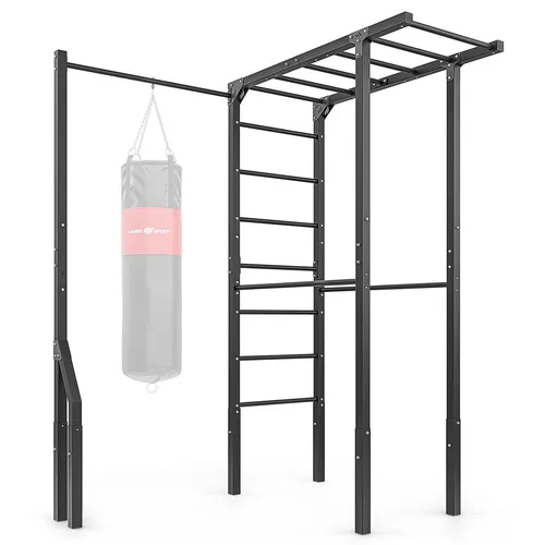 Outdoor Sprossenwand MO-Z4 mit Klimmzugstange und Boxsackhalterung - Marbo Sport - Turnen: Robuste Sprossenwand für den Außenbereich, pulverbeschichtet und bis 110kg belastbar, ideal für vielseitiges Training.