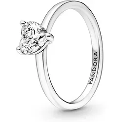 Pandora Timeless Funkelndes Herz Solitär-Ring - Ringe für Damen, herzförmiger klarer Cubic Zirkonia als Highlight und elegantes Pandora-Logo auf der Innenseite für einen persönlichen Touch.