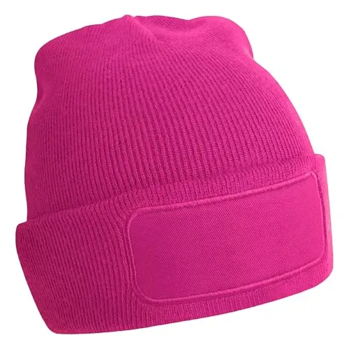 Beechfield B445 Patch Beanie, fuchsia, Einheitsgröße