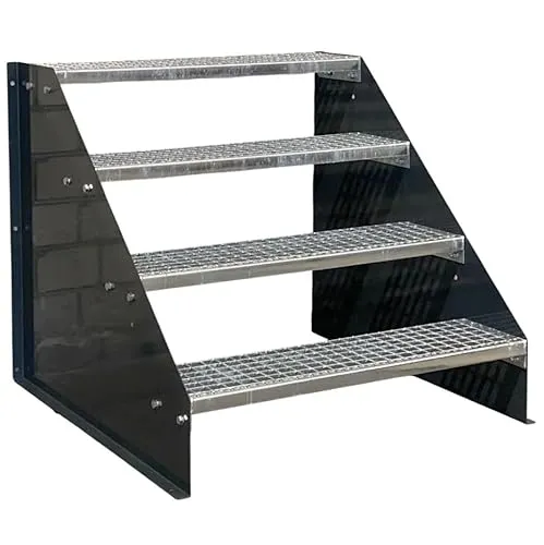 SRM Design Außentreppe 4 Stufen freistehend 110cm in Anthrazit - Praktische 4-Stufen Standtreppe aus Stahl, freistehend und witterungsbeständig. Ideal für Garten oder gewerblichen Einsatz. Rostfreies Design mit einfacher Montage und stabiler Konstruktion.